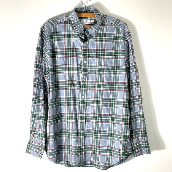 Southern Tide Classic Fit 100% Cotton LS Blue Green Red Plaid Dress Shirt Size L - Picture 1 of 4